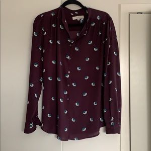 Loft Purple Long Sleeve Blouse